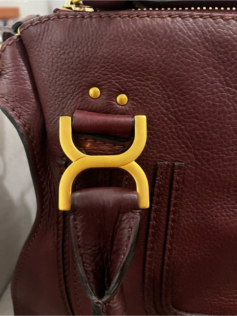 Chloe Marcie medium Women's Leather Satchel Bag in Deep Burgundy - Picture 5 of 7